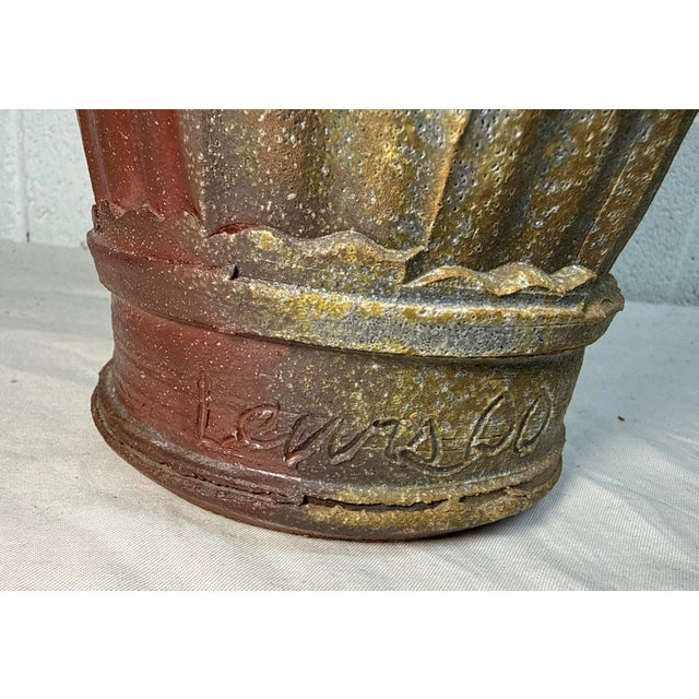 Large Handmade Signed Lewis Pottery Lidded Vase Urn Brutalist Sculpture Statue For Sale - Image 4 of 15