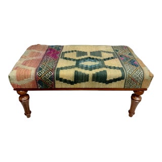 Handmade Kilim Upholstered Piano Bench For Sale