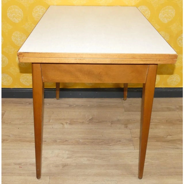 1950s Folding Rotating Kitchen Table with Drawer, 1950s For Sale - Image 5 of 12
