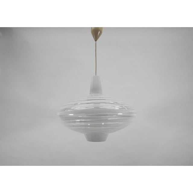 White Glass Pendant Light Bari by Aloys F. Gangkofner for Peill & Putzler, 1950s For Sale - Image 8 of 8