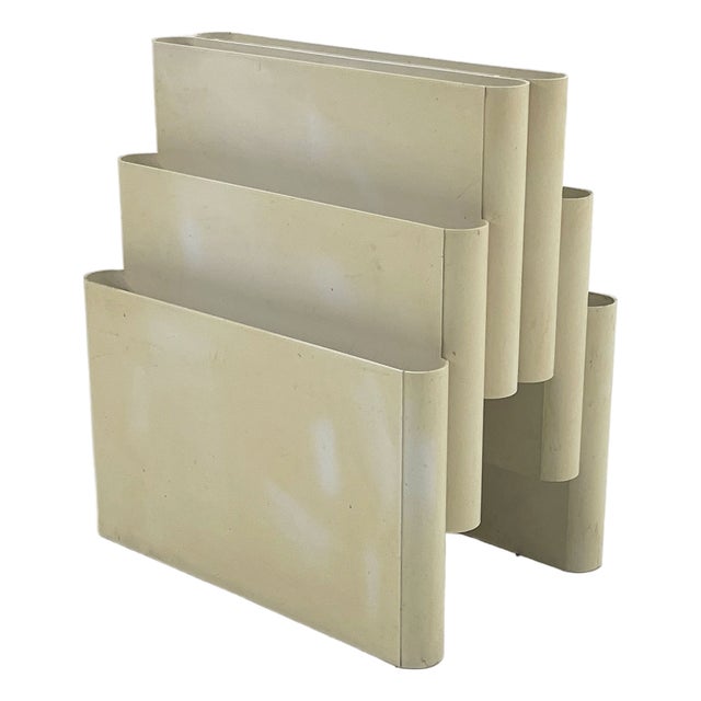 Cream Magazine Rack by Giotto Stoppino for Kartell, 1970s For Sale