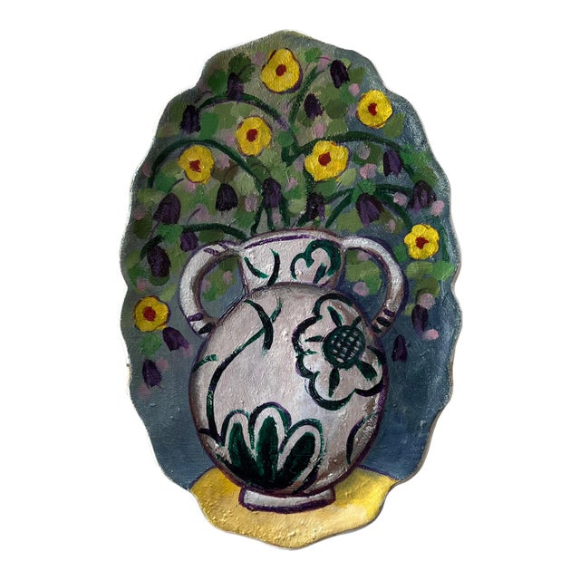 Bouquet in Amphora Vase Wall Art Plate For Sale