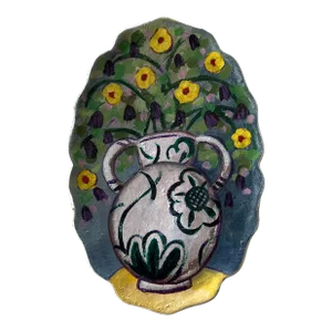 Bouquet in Amphora Vase Wall Art Plate