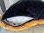 Rich navy velvet decorative throw pillow featuring dramatic golden ochre fringe trim on all sides. This luxe accent pillow...