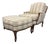 Ethan Allen Bergère Lounge Chair and Ottoman in Neutral Stripe, Featherblend Cushion For Sale