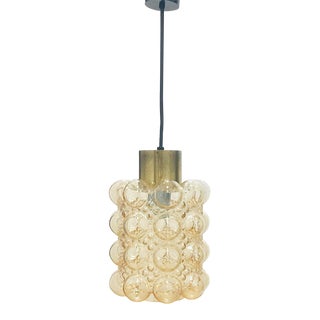 Mid-Century Modern Amber Bubble Glass Pendant or Ceiling Lamp by Helena Tynell for Limburg, Germany, 1960s For Sale