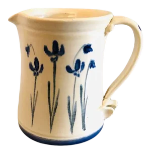 Contemporary Lynn Gray Pottery Floral Design Pitcher