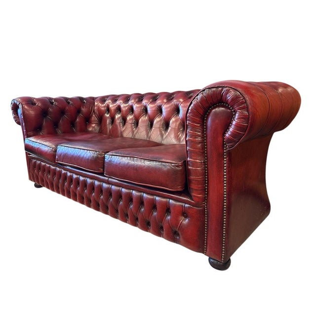 Vintage Chesterfield Leather Sofa For Sale - Image 4 of 6