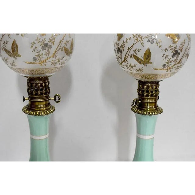 Aqua Antique Table Lamps, Set of 2 For Sale - Image 8 of 18