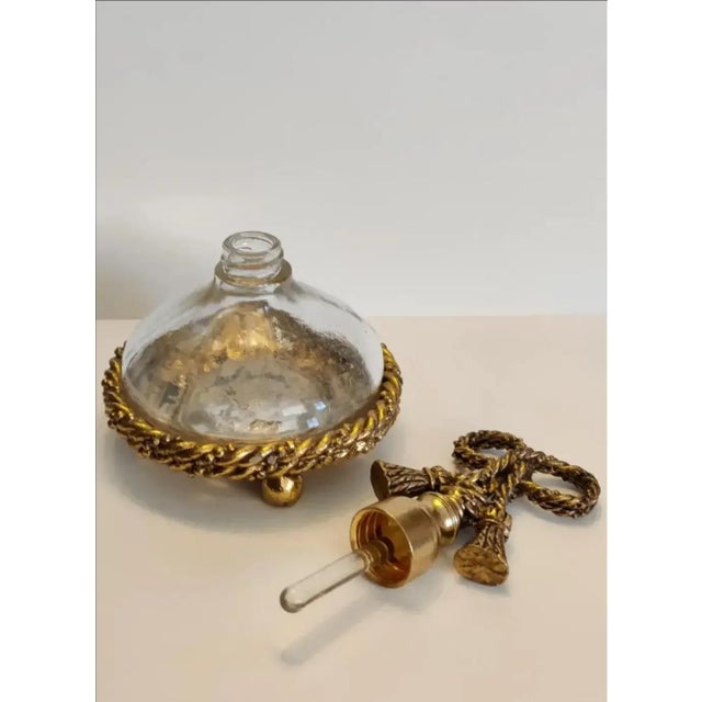 Vintage Hollywood Regency Ormolu Rope Tassel Perfume Bottle For Sale - Image 4 of 12