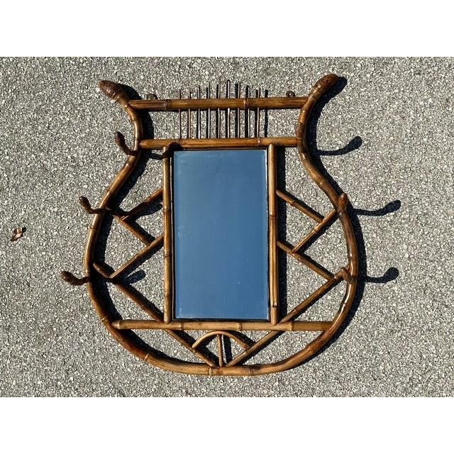 Vintage Tortoise Bamboo Hall Mirror For Sale - Image 4 of 12