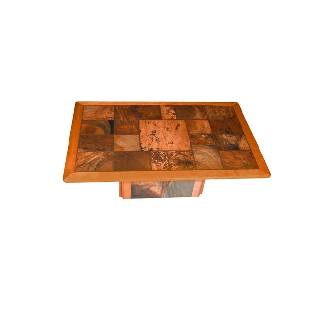 Wood Early 20th Century Paul Kingma Style Brutalist Coffee Table Slate Craft South Africa For Sale - Image 7 of 12