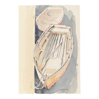 Rowboat Watercolor by Montford For Sale