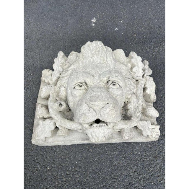 Cast Stone Lion Head Fountain Mask with Oak Leaves and Acorns For Sale - Image 14 of 16