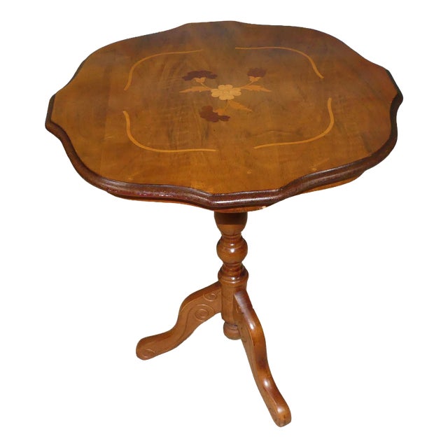 Chippendale Side Table with Inlays, 1970s For Sale