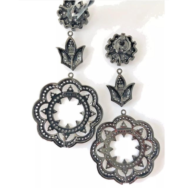 Matthew Campbell Laurenza Earrings MCL White Sapphire Moonstone Lace Drop Sterling Silver 925 Chandelier Interchangeable - 2 Pieces For Sale - Image 9 of 12