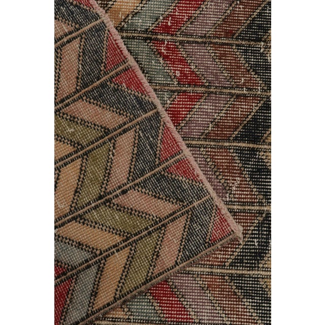 Textile Vintage Zeki Muren Rug in Polychromatic Chevron Patterns - by Rug & Kilim For Sale - Image 7 of 8