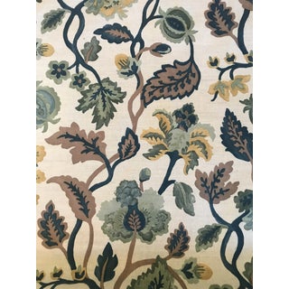 Transitional Bailey & Griffin Fabric Majorca Evergreen - 2 1/2 Continuous Yards For Sale