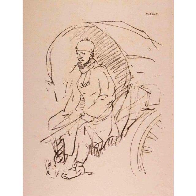 Bernard Naudin, The Coachman, Original Lithograph, Early 20th-Century For Sale - Image 3 of 3