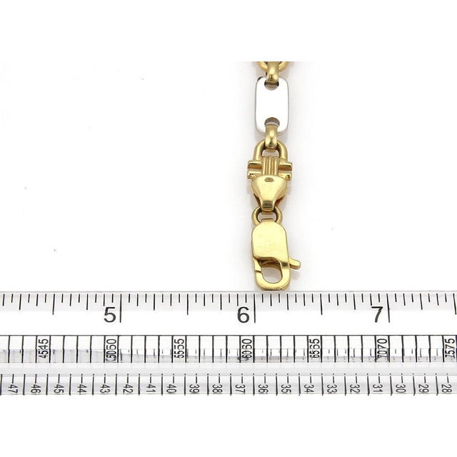 Contemporary Mid 20th Century Bar & Stirrup 18k Two Tone Gold Link Bracelet For Sale - Image 3 of 5