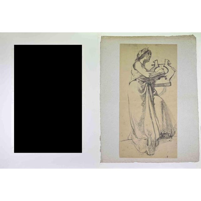 Henri de Groux, The Harpist, 1866, Paper For Sale - Image 3 of 4