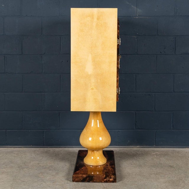 Vintage Italian Goatskin Bar Cabinet on Pedestal Base by Aldo Tura, 1960 For Sale - Image 9 of 18