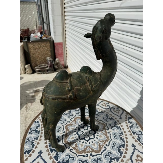 Metal Mid 20th Century 21" Vintage Patinated Bronze Camel Statue For Sale - Image 7 of 7