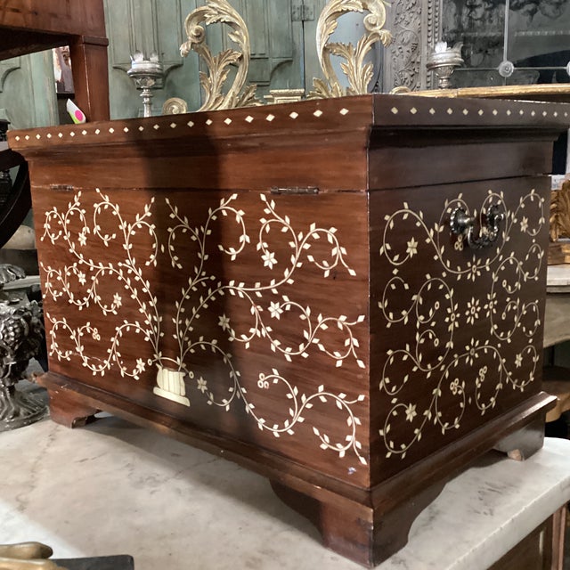 Mid 20th Century Mid 20th Century Intricate Inlay Wood Box From India For Sale - Image 5 of 12