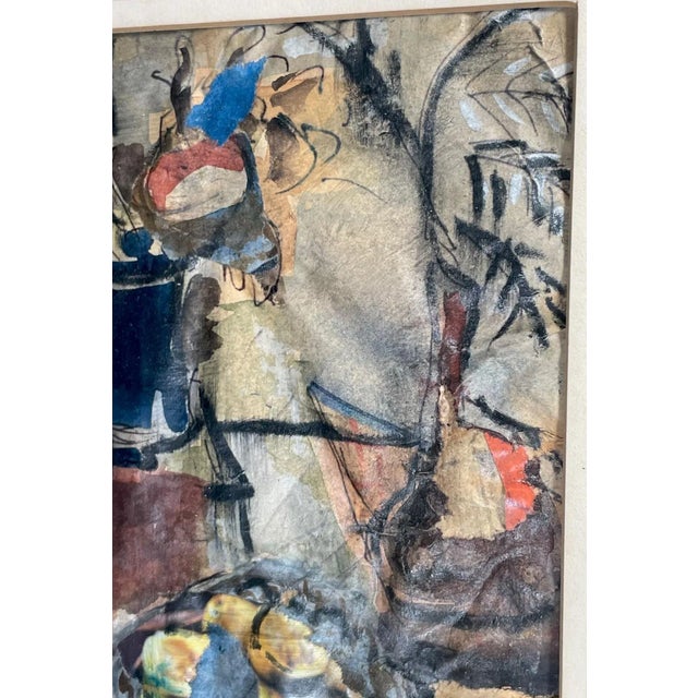 Expressionist Watercolor Modernist Movement Still Life, Signed. For Sale - Image 4 of 10