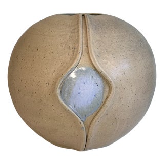 Sculptural Handmade Ceramic Vase with Central Glazed Window, Germany, 1980s For Sale