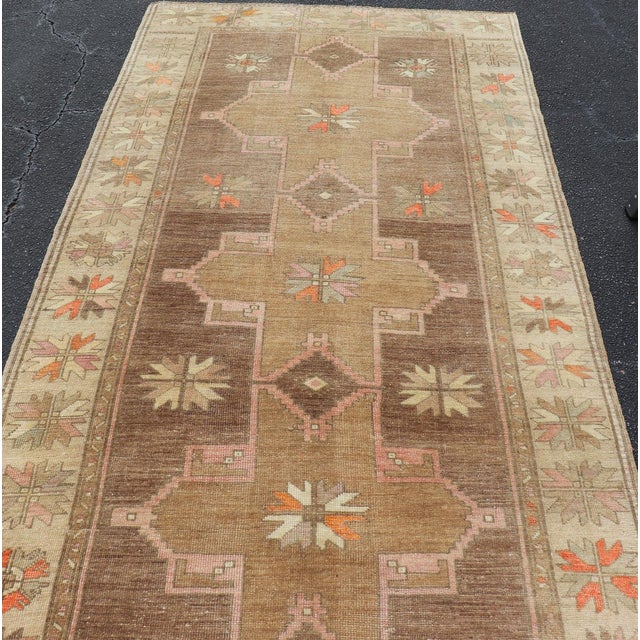 Vintage Turkish Kars Gallery Rug With Soft Taupe and Mocha Geometric Design For Sale - Image 14 of 14