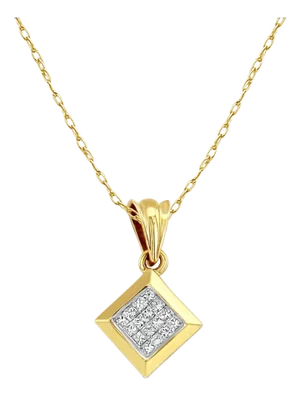 Princess Cut Diamond Pendant .50cttw 14k Yellow Gold 16"