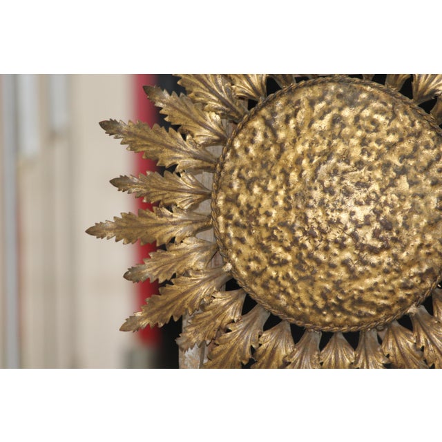 Metal Gilt Sun Wall or Ceiling Light, France, 1950s For Sale - Image 7 of 18