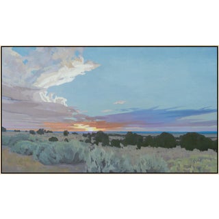 Where the Light Remains by Michael Magrin | Oil on Canvas Sunset Landscape With Sagebrush For Sale