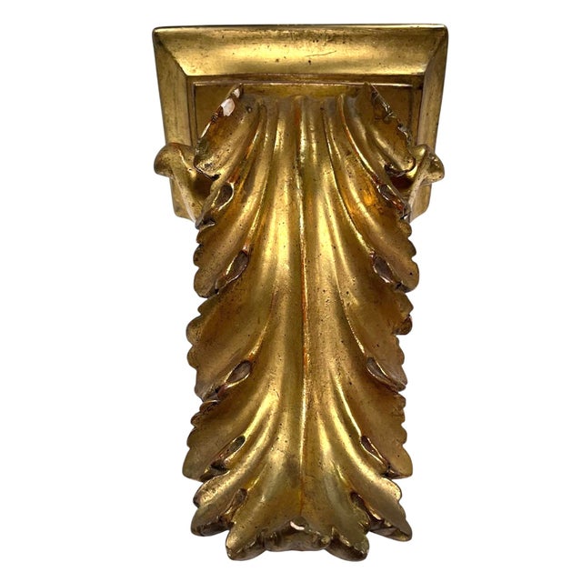 1950s Vintage Italian Gold Leaf Wall Brackets. A Pair For Sale - Image 5 of 10
