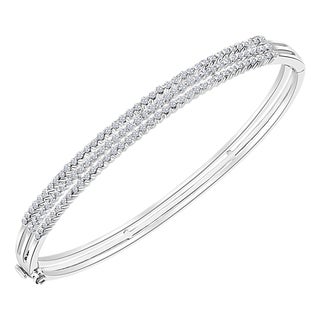 1.3 Carat Diamond Three Rows Bangle /Bracelet in 18 Karat White Gold 15 Grams For Sale