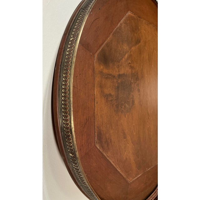 Wood Vintage Wood Folding Tray Table Removable Serving Tray Brass Gallery For Sale - Image 7 of 12