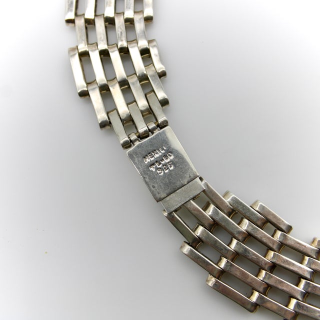 Vintage Sterling Silver Taxco Wide-Link Collar Necklace For Sale In Los Angeles - Image 6 of 9