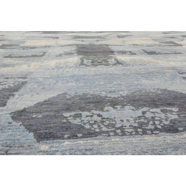 Contemporary Hand-Knotted Abstract Wool Rug in Cool Tones by Doris Leslie Blau Size: 8'10" × 11'10" (269 × 360 cm) A...