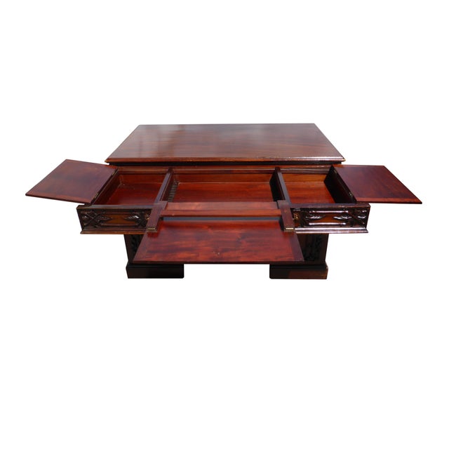 19th Century Victorian Carved Mahogany Desk For Sale - Image 6 of 7