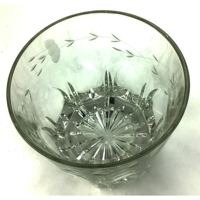 Mid Century Etched Heavy Glass Ice Bucket For Sale - Image 4 of 7