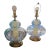 1950s Pair of Mid-Century Modern Murano Style Blue Bullicante Glass Lamps For Sale