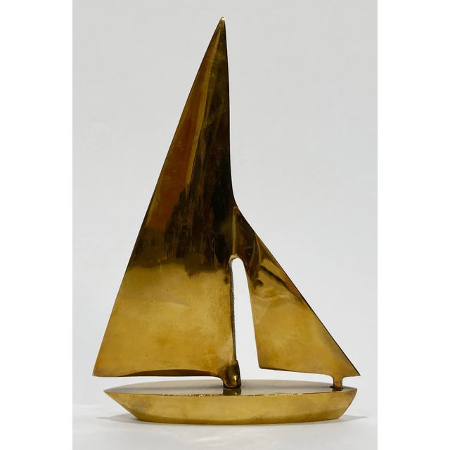 Mid-Century Modern Vintage MCM Brass Sailboat For Sale - Image 3 of 5