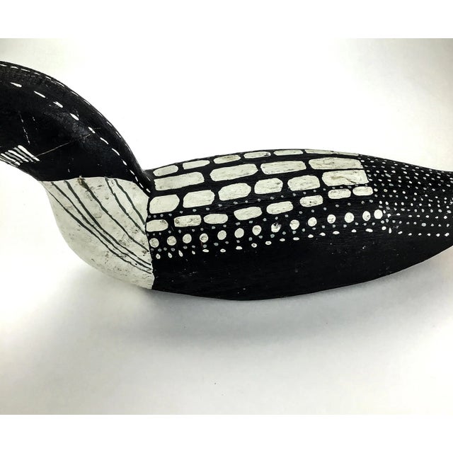 Black Vintage Wood Carved Folk Art Duck Statue Decoy For Sale - Image 8 of 13