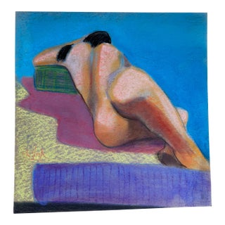 Donald G. Vogl Signed Modernist Reclining Nude Pastel on Board For Sale