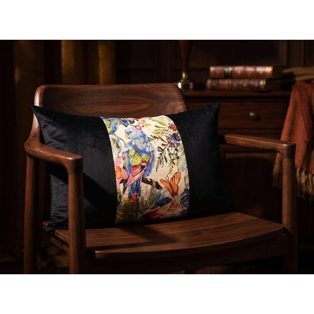 2020s Handmade Black Velvet Lumbar Cushion Cover For Sale - Image 5 of 12