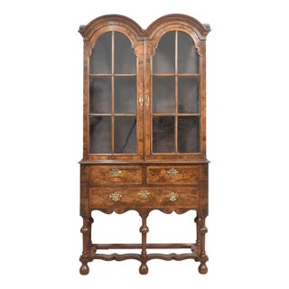 Queen Ann Style Walnut Display Cabinet For Sale