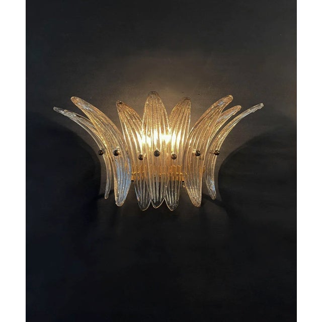 Glass Palmette Smoked Glasses Sconces - a Pair For Sale - Image 7 of 8