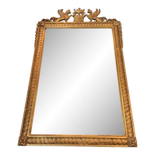 1990s Maitland-Smith Hollywood Regency Baroque Gryphon Dragon Gold Large Mirror For Sale