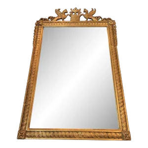 1990s Maitland-Smith Hollywood Regency Baroque Gryphon Dragon Gold Large Mirror